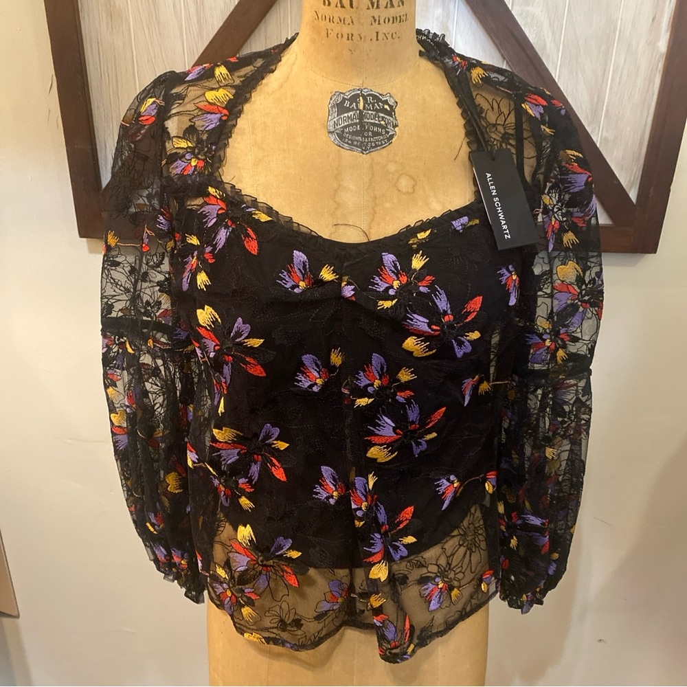 Allen Schwartz lace embroidered blouse, new
